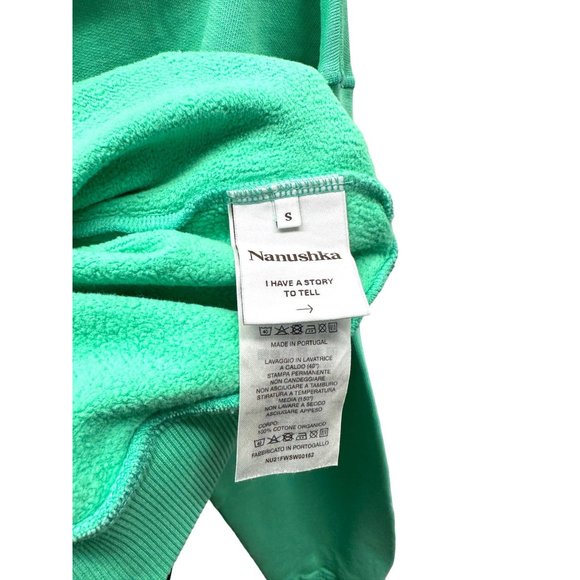 NEW Nanushka Green Organic Cotton Logo Embroidered Hoodie Small - Picture 7 of 8